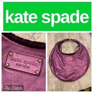 Vintage Authentic Rare Y2K Purple Metallic Leather Kate Spade Mini Hobo Bag